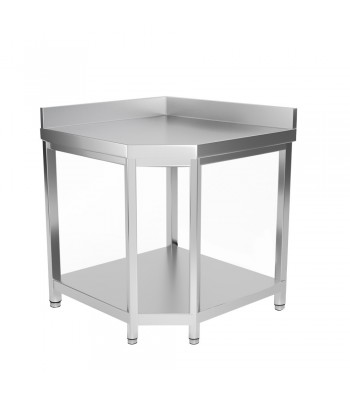 Table Inox d'Angle avec Dosseret - 1000 x 600 mm
