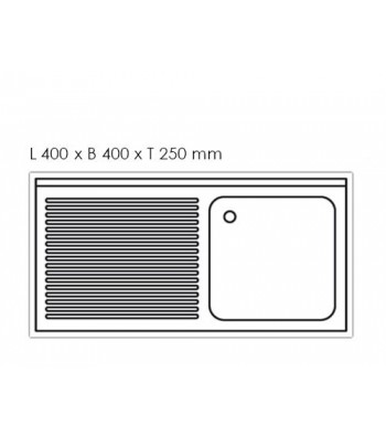 Plonge inox prof. 600 mm – bac gauche